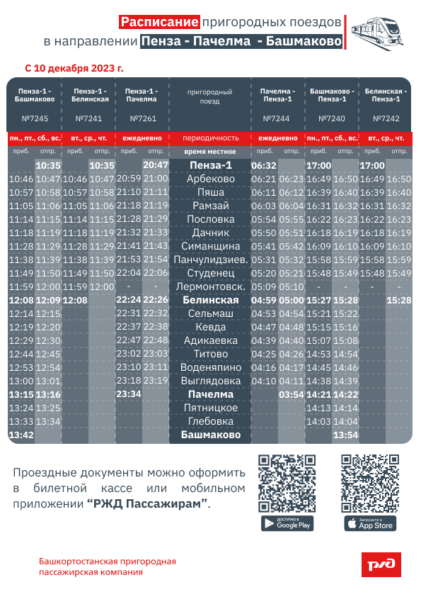 Самара пенза поезд расписание 2024